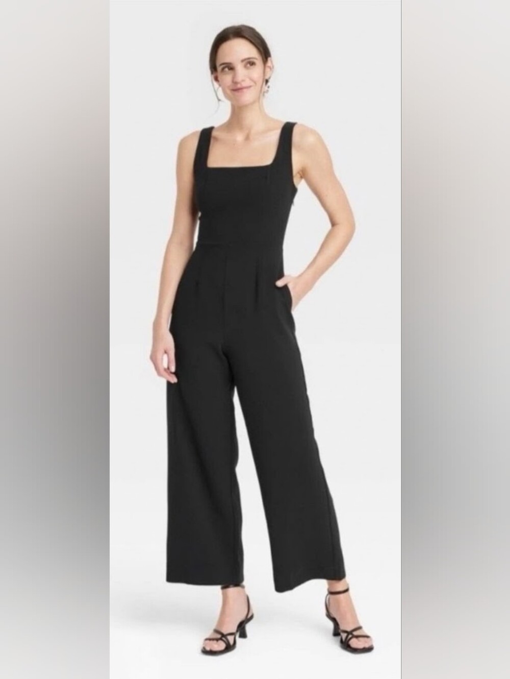 Square-Neck Wide-Leg Jumpsuit